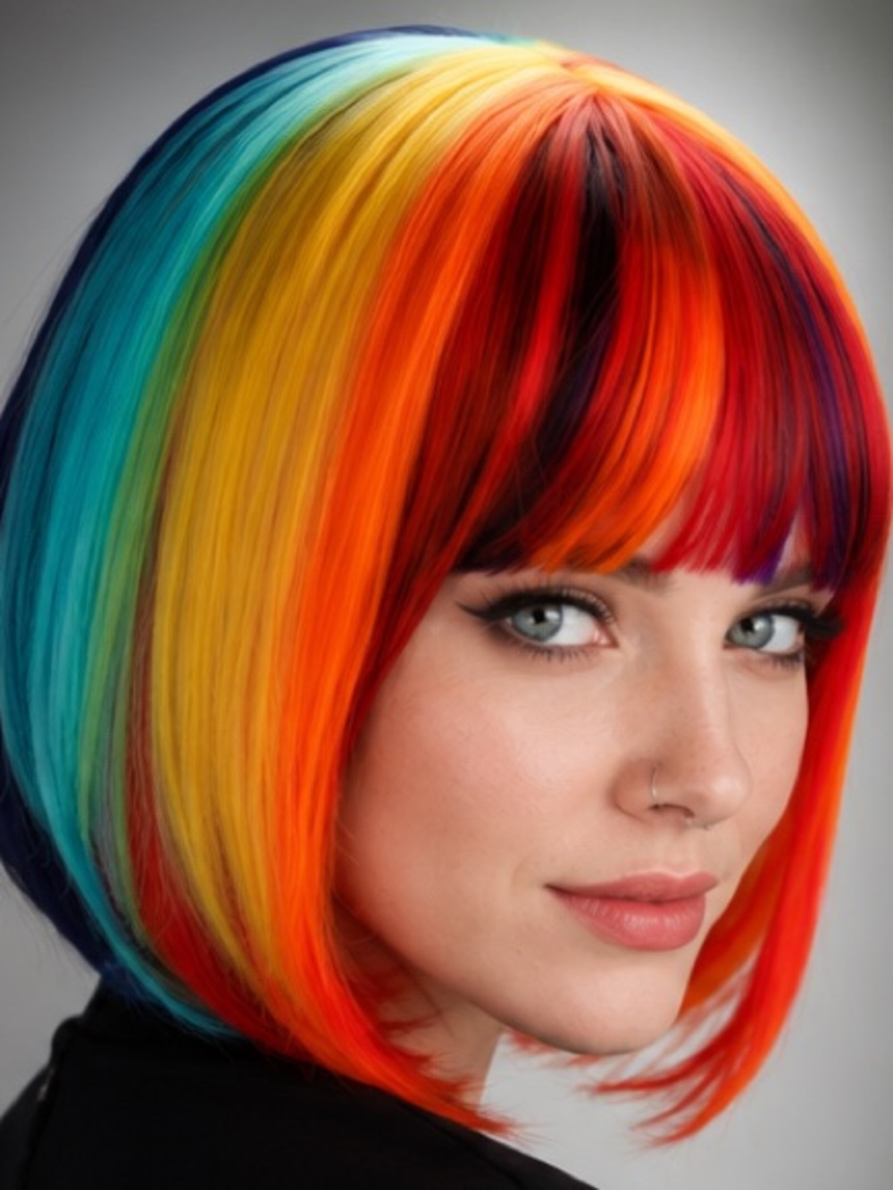 Vivid Rainbow Bob Wig for Women - Multicolored Short Bob